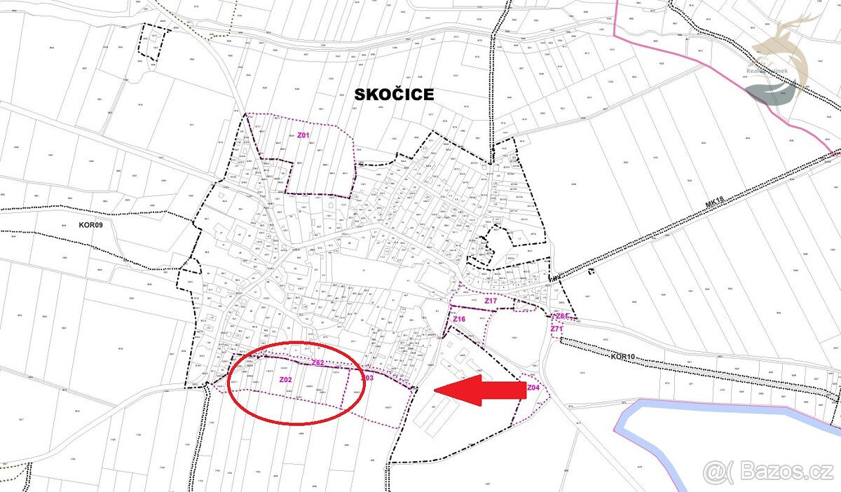 Investiční prodej pozemku ce Skočicích u Přeštic 1700 m² s v