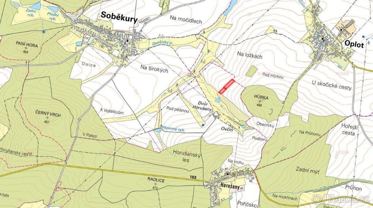 Zemědělská půda, prodej, Horušany, Soběkury, Plzeň jih