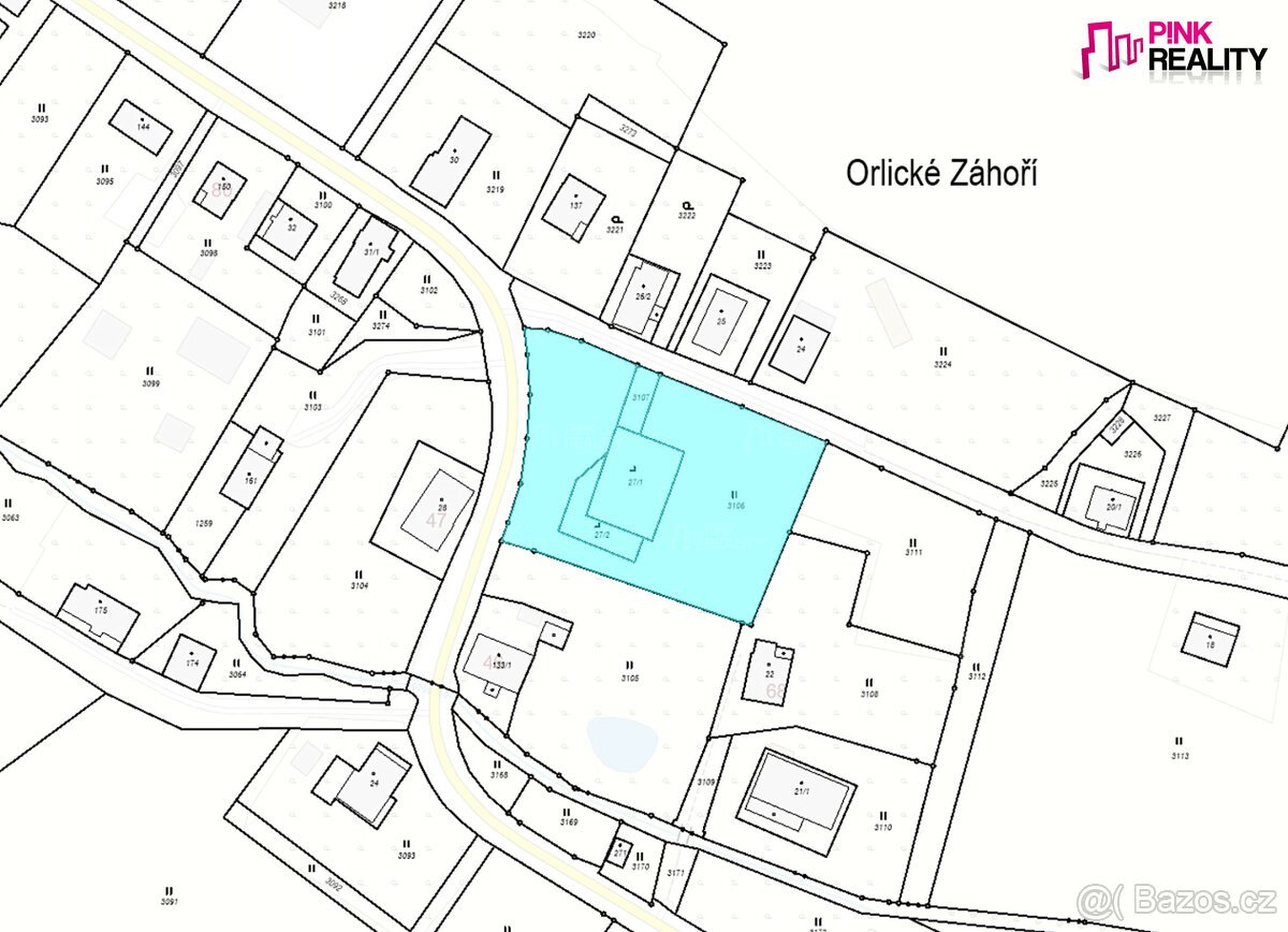 Pozemek učený k výstavbě Orlické Záhoří, část Jadrná