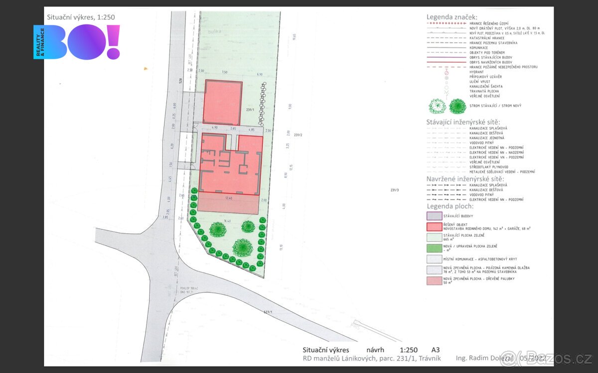 Prodej stavebního pozemku 1000 m², Trávník, Kroměříž