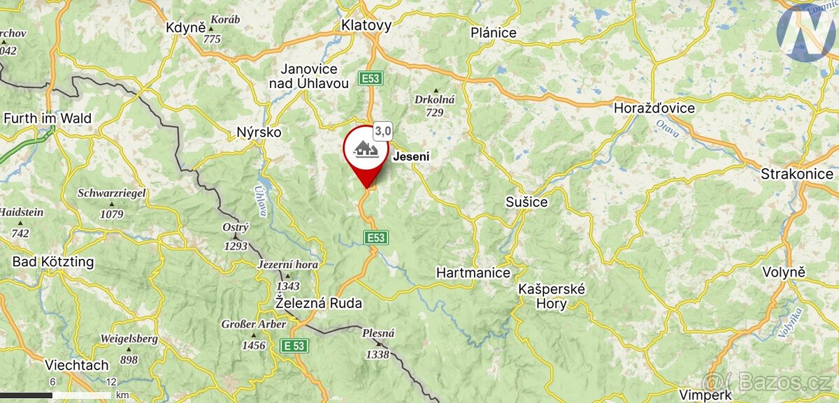 Stavební pozemek 2 432 m² na Šumavě – Jesení u Čachrova