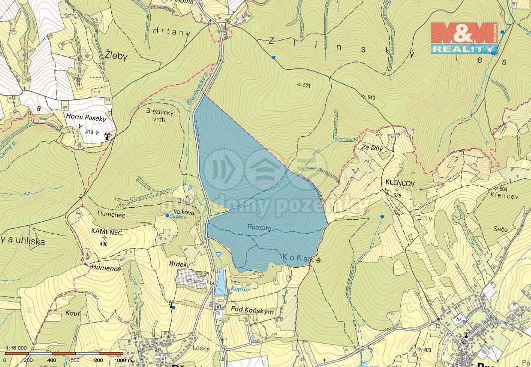 Prodej lesa, 1081 m², Březůvky