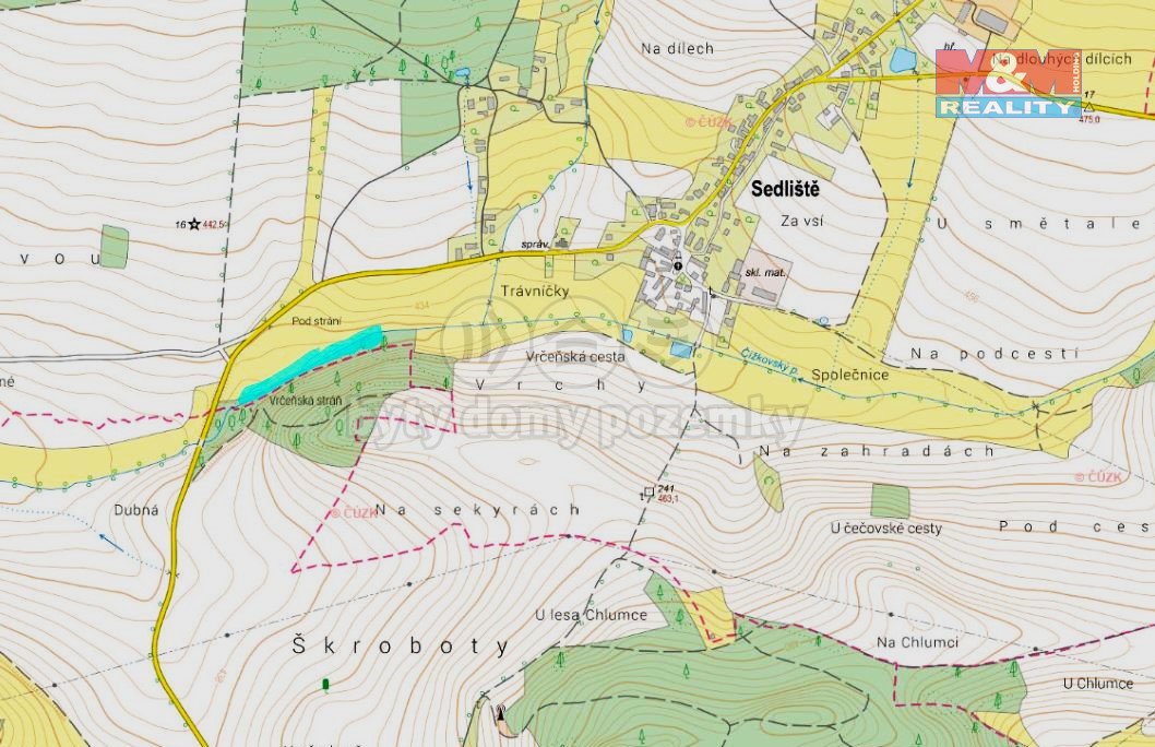 Prodej lesa, louky a vodní plochy, 8352 m², Sedliště