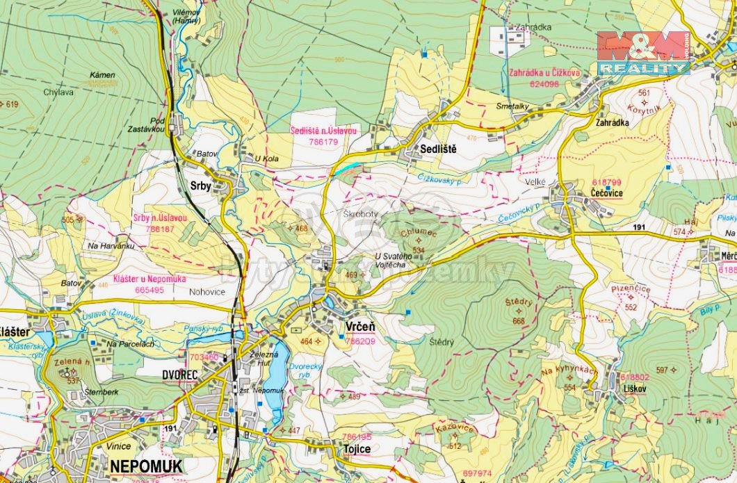 Prodej lesa, louky a vodní plochy, 8352 m², Sedliště