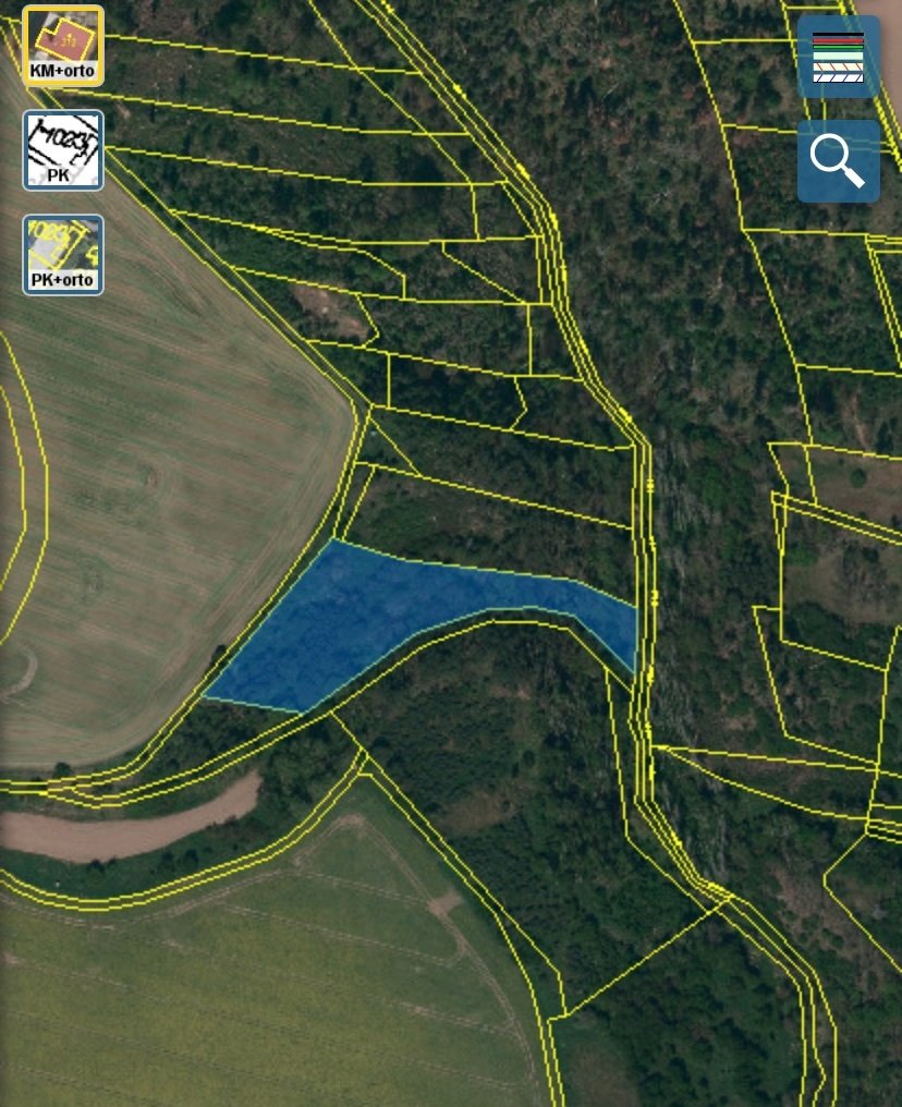 Lesní pozemek Pozďátky