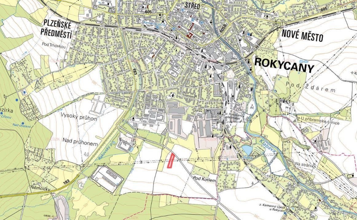 Pozemek, komerční, prodej, Nové Město, Rokycany