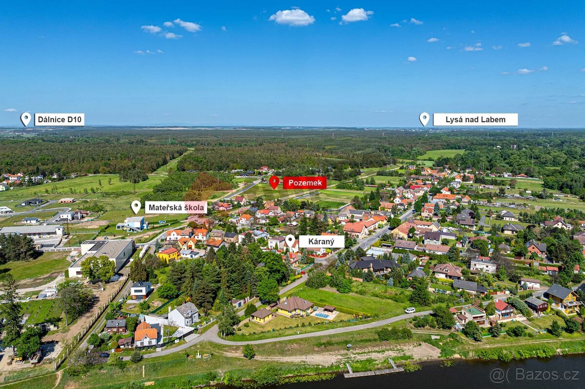 Stavební pozemek v obci Káraný, s výměrou 1901 m2