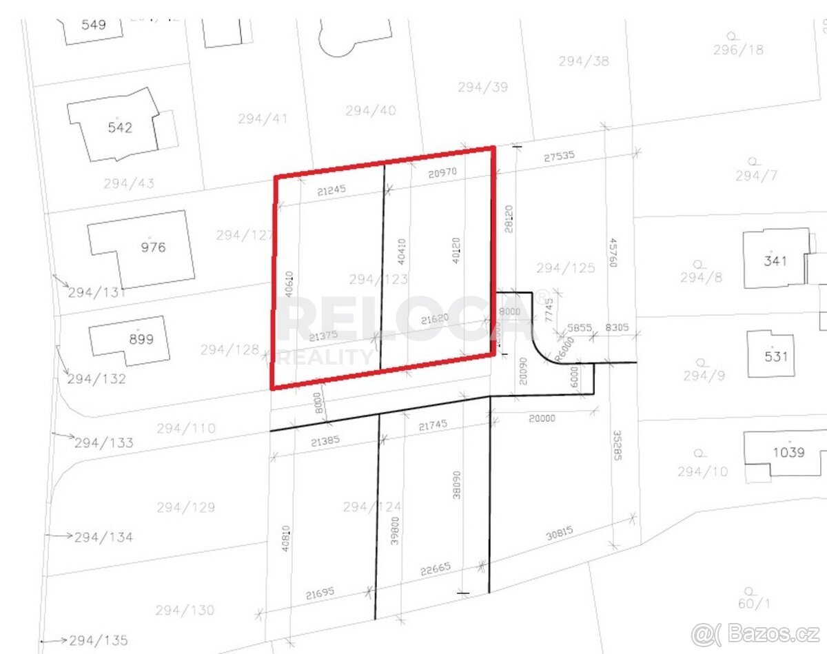 Stavební pozemek, 846m2, ing. sítě, cesta, Jesenice, Osnice.