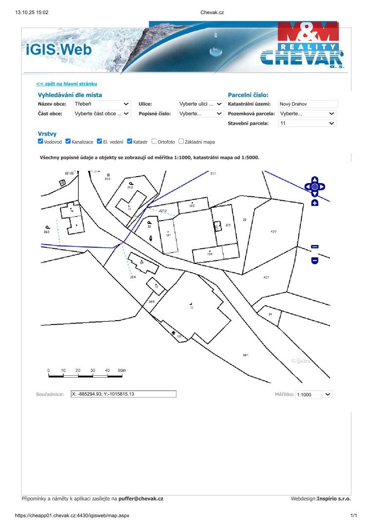 Prodej pozemku k bydlení, 3689 m², Třebeň