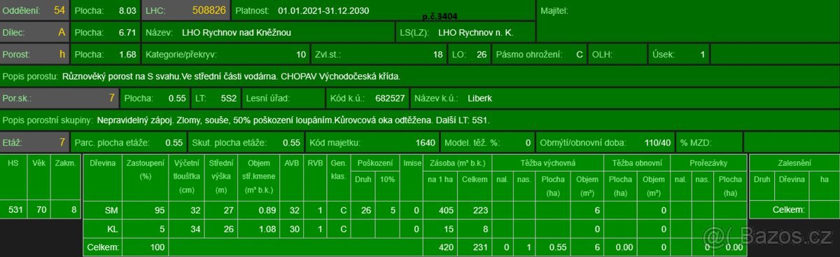 Prodej lesního pozemku v k.ú. Liberk
