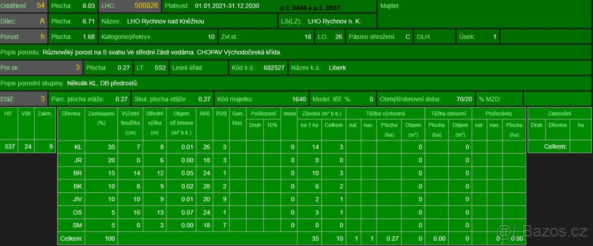 Prodej lesního pozemku v k.ú. Liberk