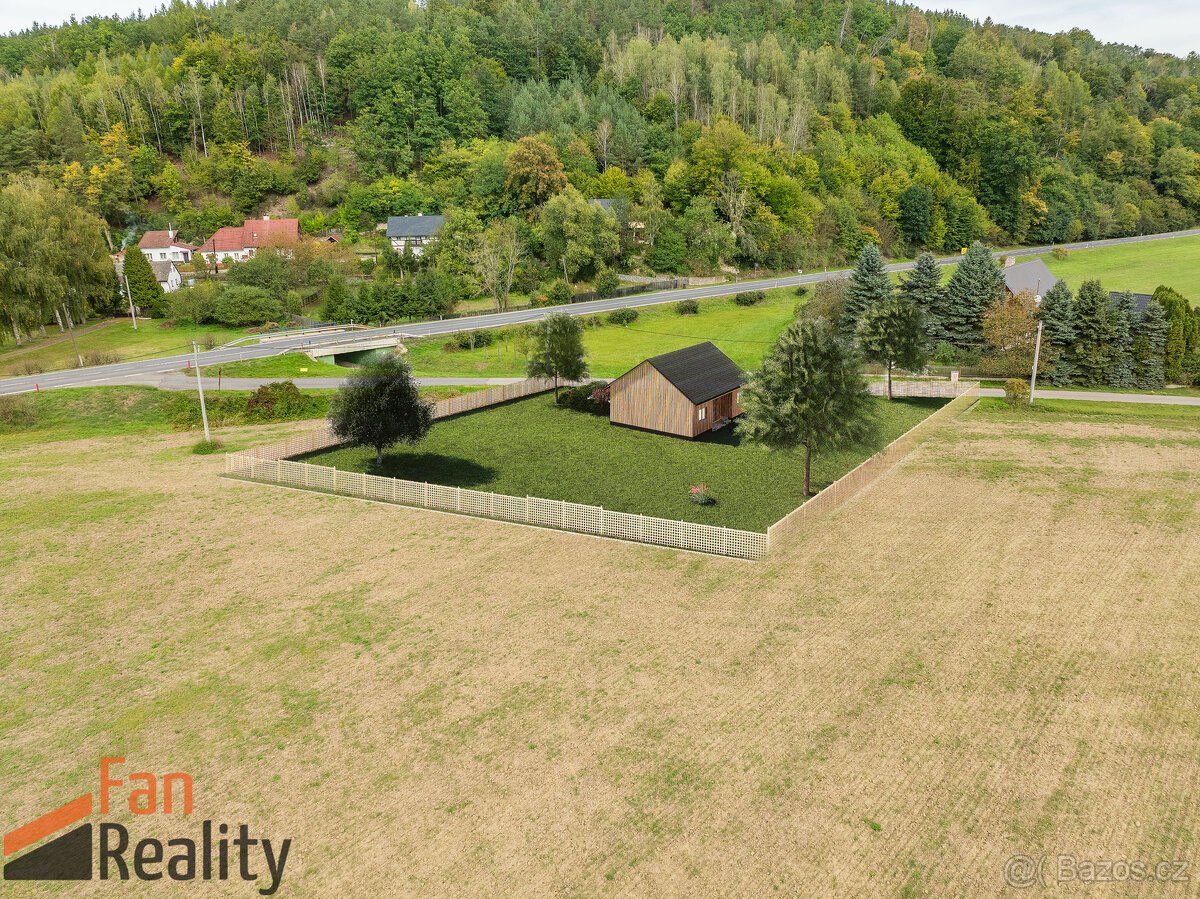 Na prodej stavební pozemek 1013m2 s projektem v obci Chudola