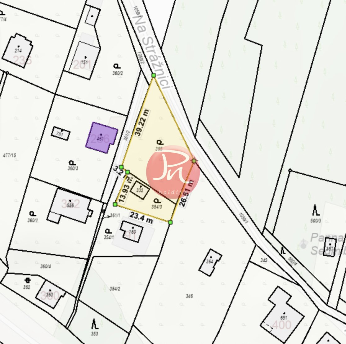 Prodej stavebního pozemku 1028m² v obci Dolní Lhota