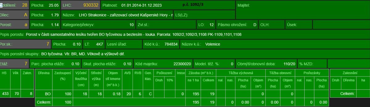 Prodej lesních pozemků v k.ú. Volenice