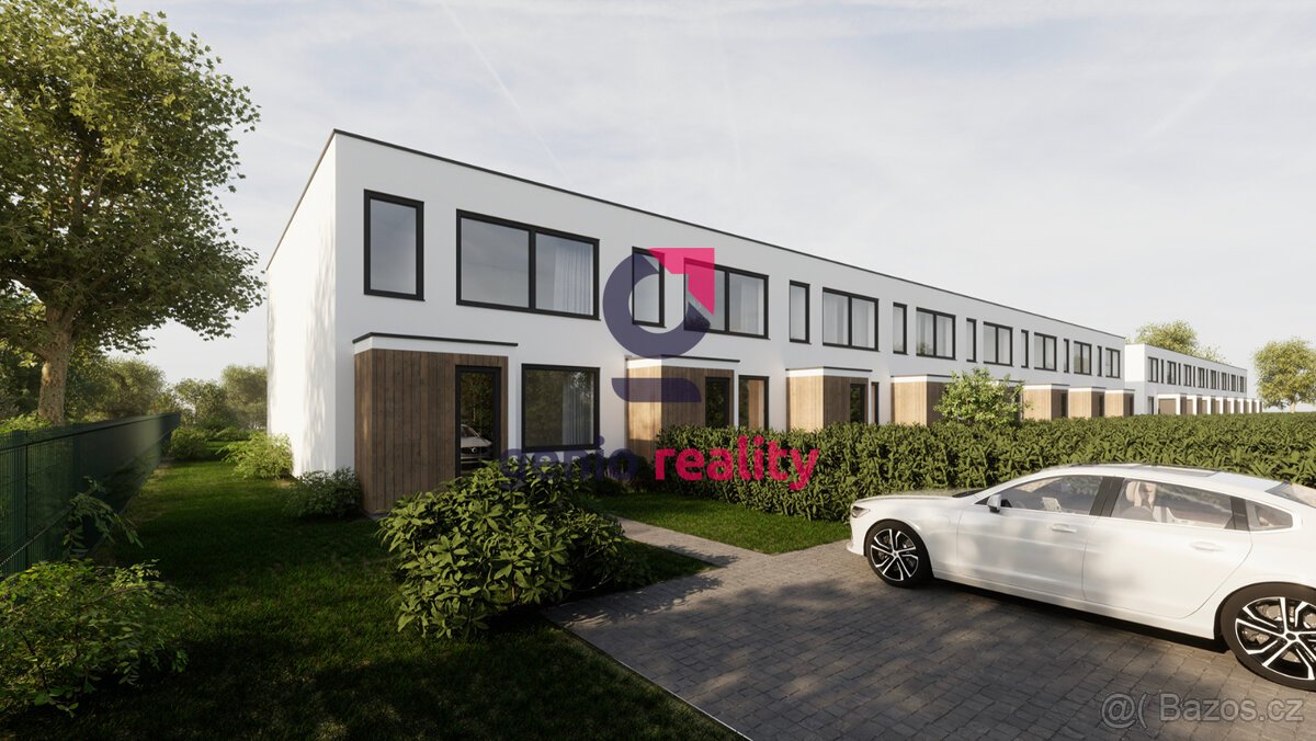 Developerský projekt na 16 řadových domů, 50 minut od Prahy.