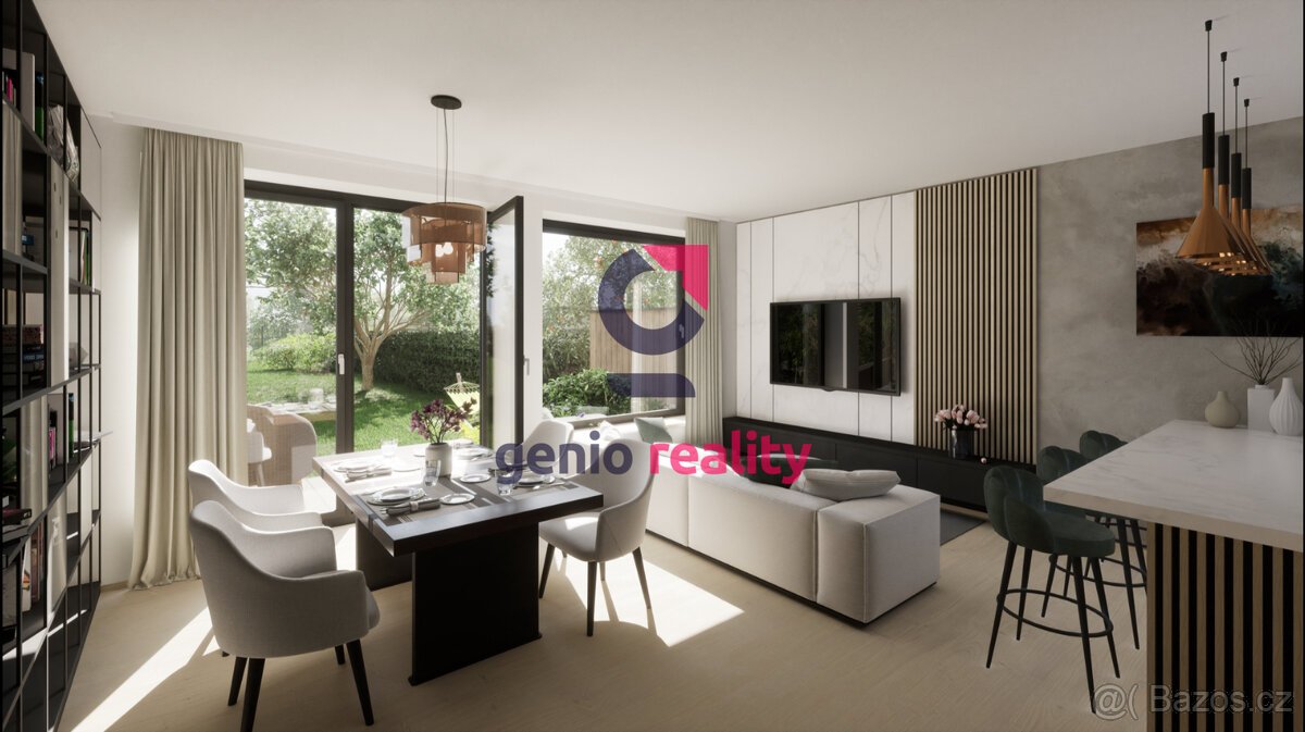 Developerský projekt na 16 řadových domů, 50 minut od Prahy.