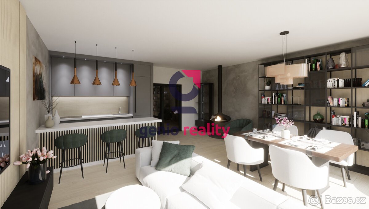 Developerský projekt na 16 řadových domů, 50 minut od Prahy.