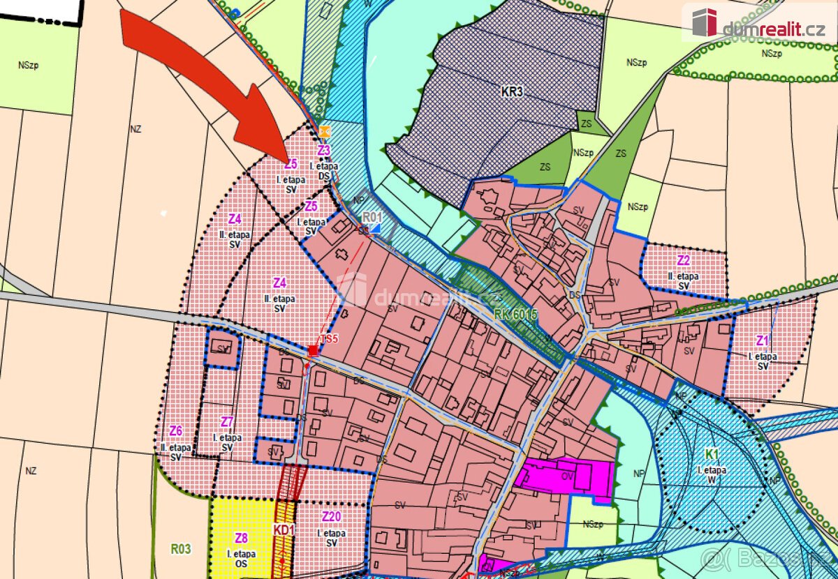 Prodej souboru 5 stavebních pozemku, 4794 m2, Bykoš