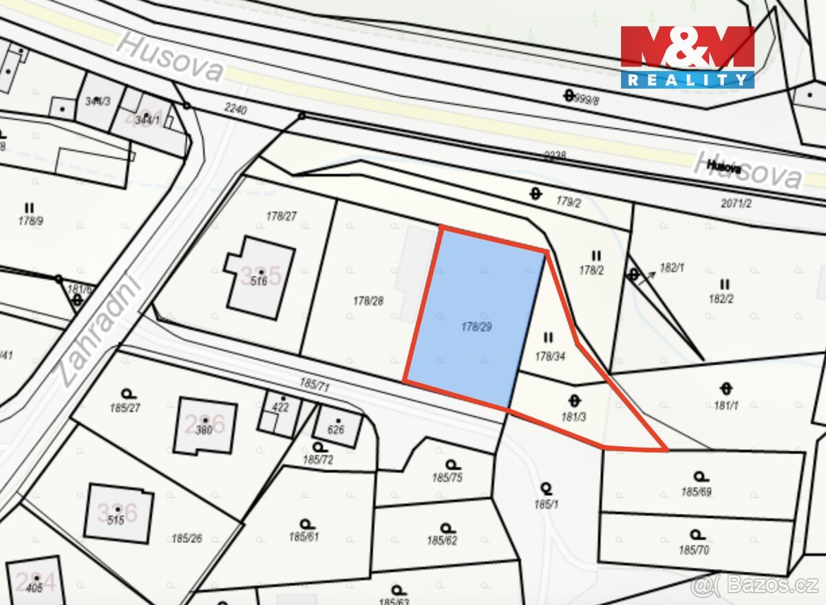 Prodej pozemku k bydlení, 1021 m², Kladruby, ul. Zahradní