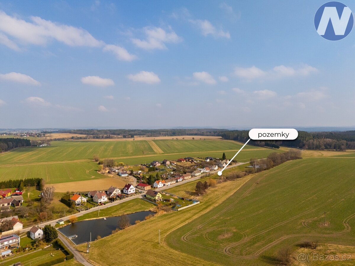 Prodej 3 stavebních parcel v Borovanech u Milevska