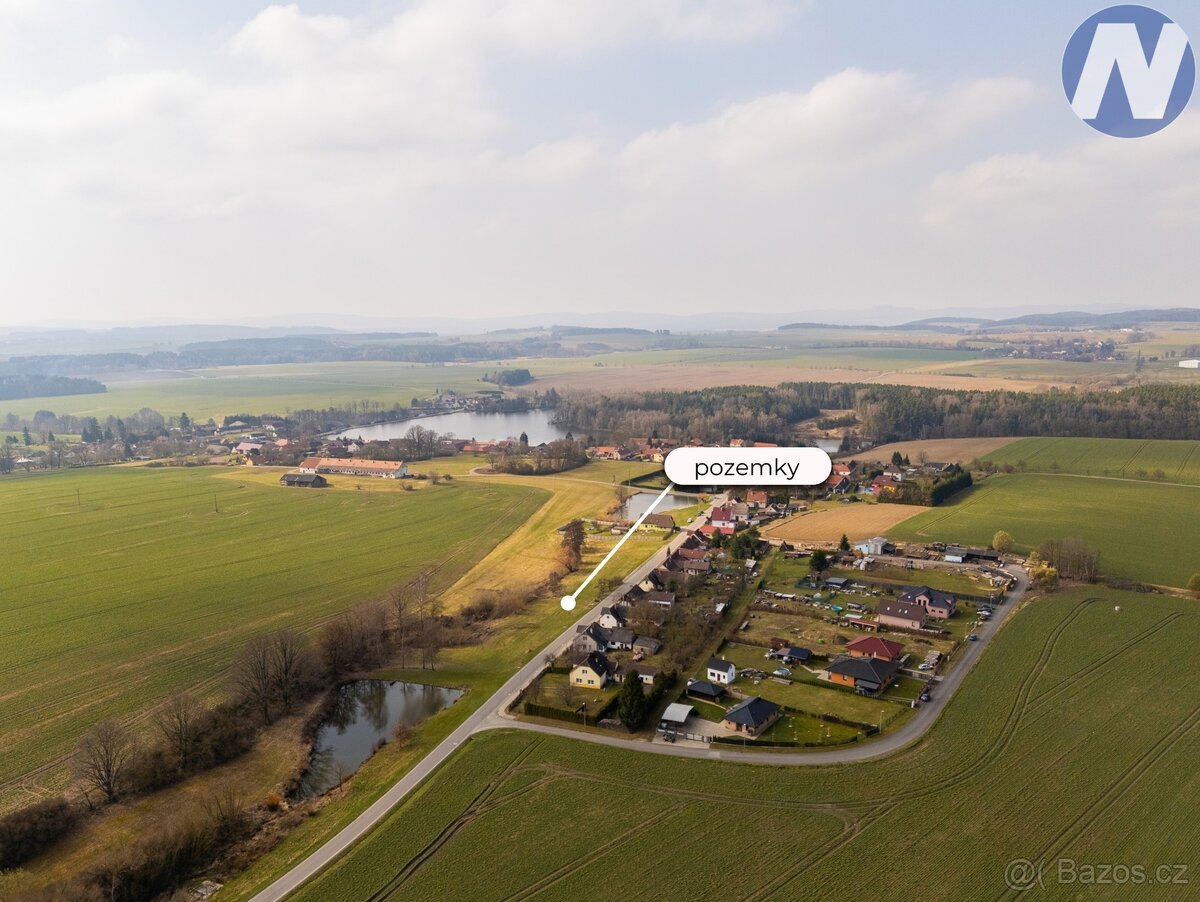 Prodej 3 stavebních parcel v Borovanech u Milevska