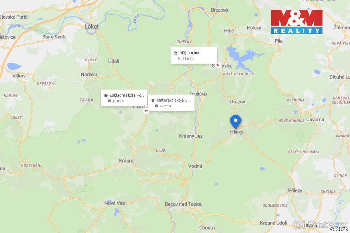 Prodej pozemku k bydlení, 1675 m², Hlinky, okr. K. Vary