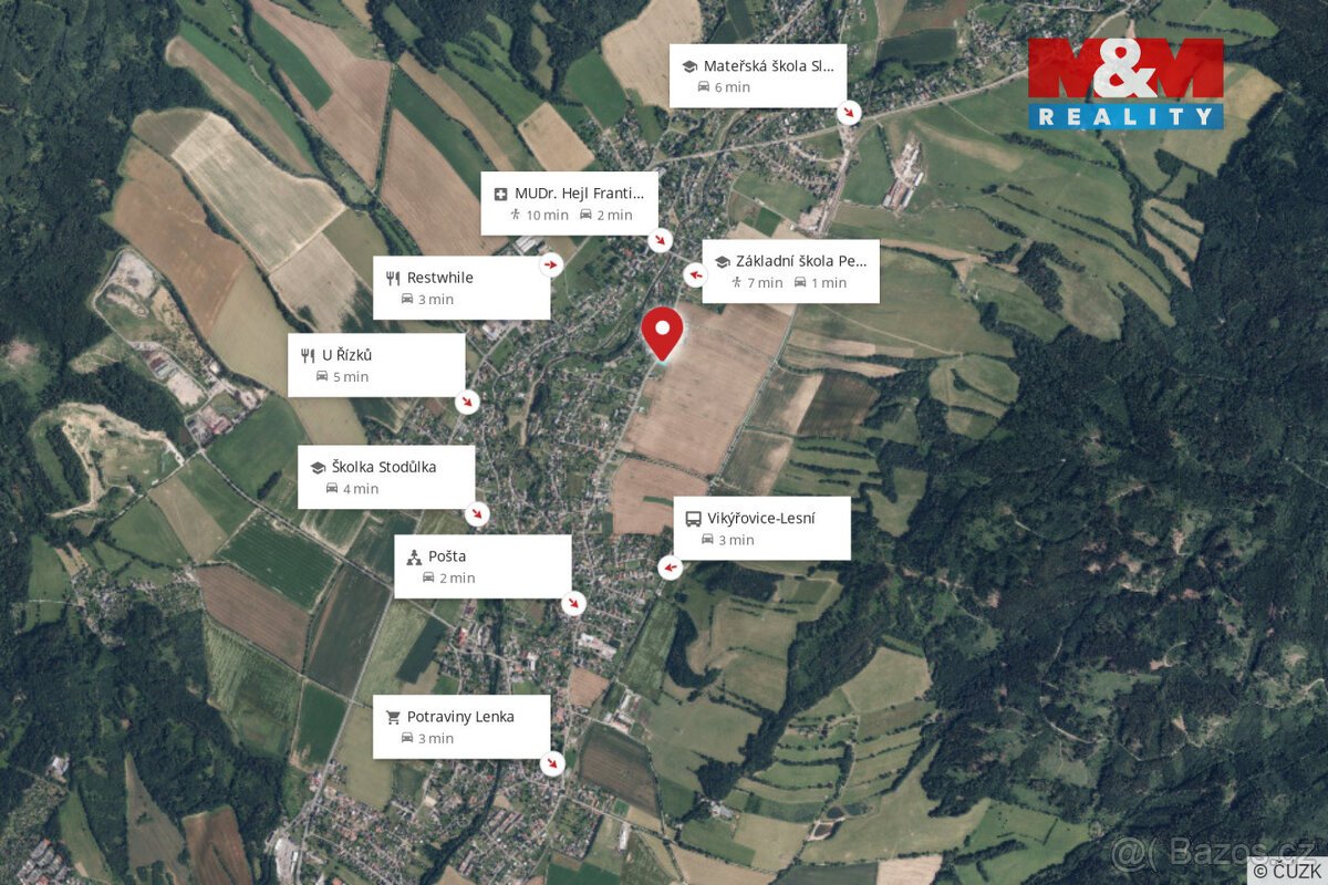 Prodej pozemku k bydlení, 890 m², Vikýřovice