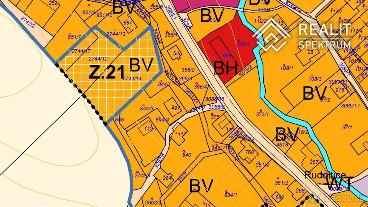 Pozemek určený k zástavbě,  3 435 m² v Rudolticích