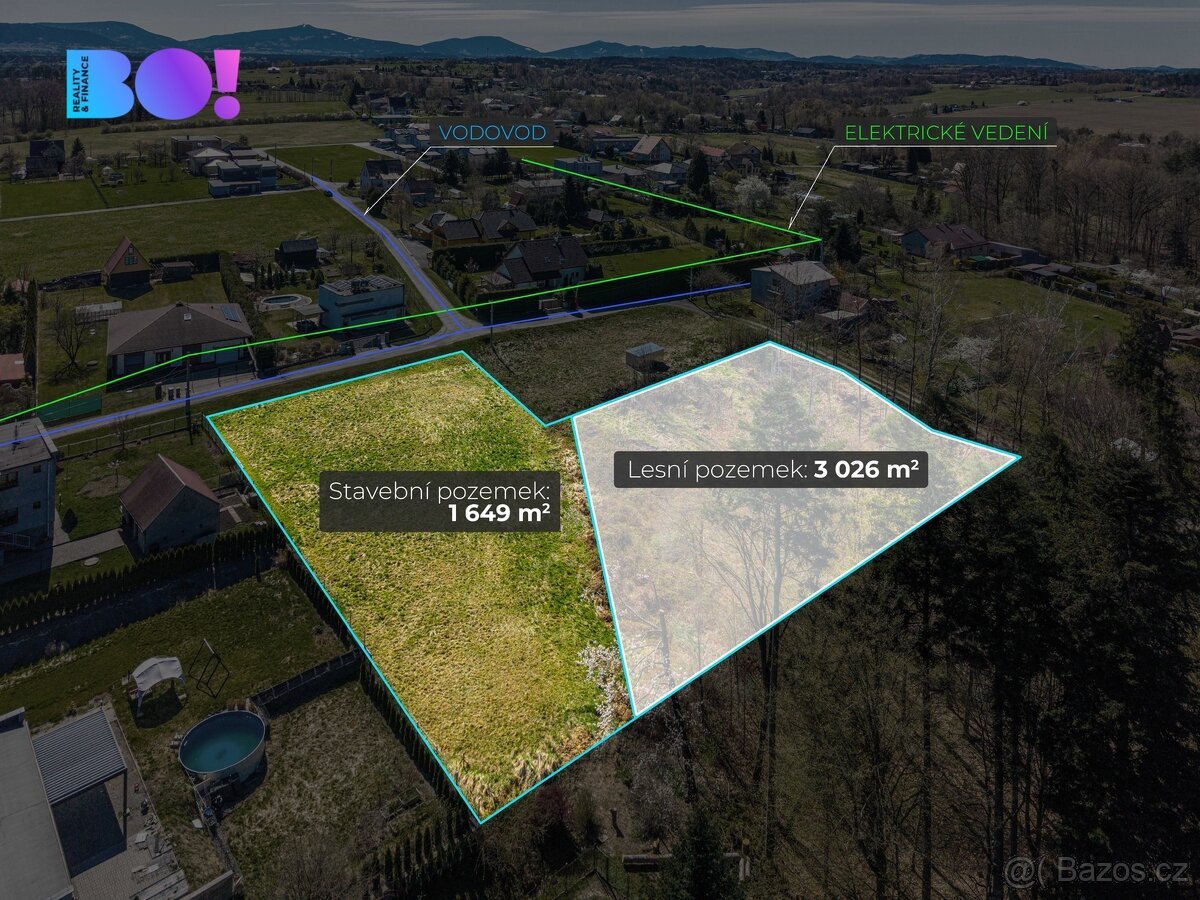 Prodej stavebního pozemku 1649 m² - Bludovice