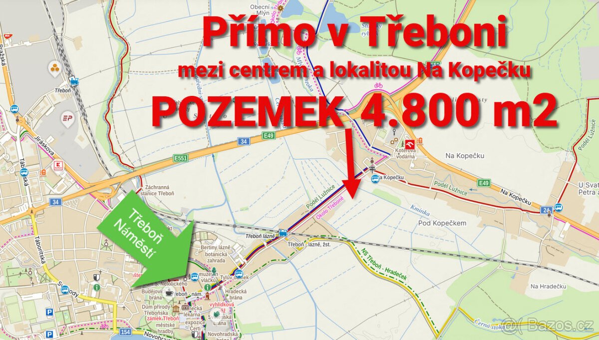 Třeboň - VÝMĚNA zajímavého pozemku 4.800 m2 za Byt