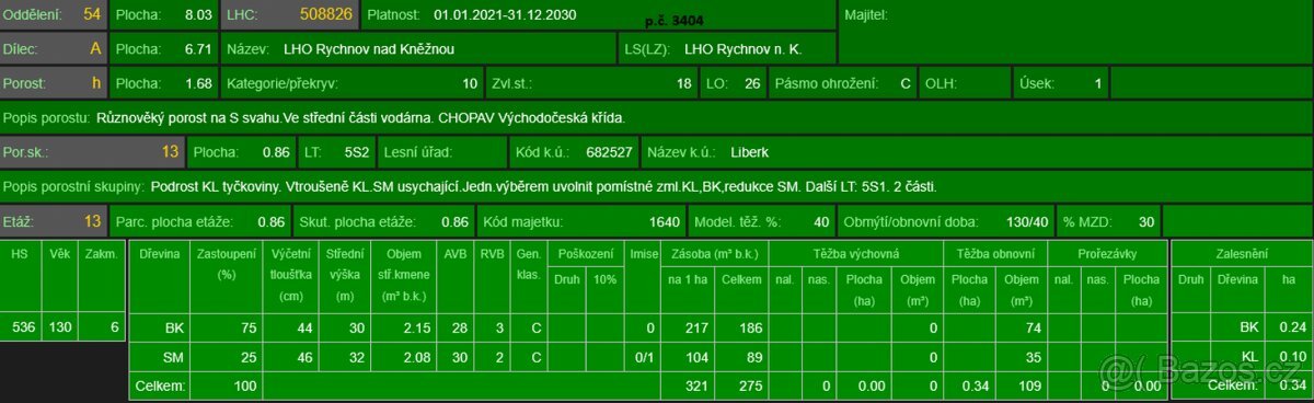 Prodej lesního pozemku v k.ú. Liberk