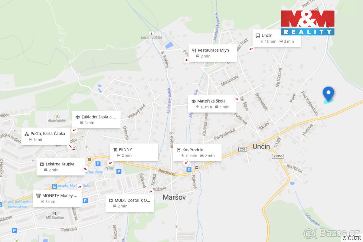 Prodej pozemku k bydlení, 762 m², Krupka - Unčín