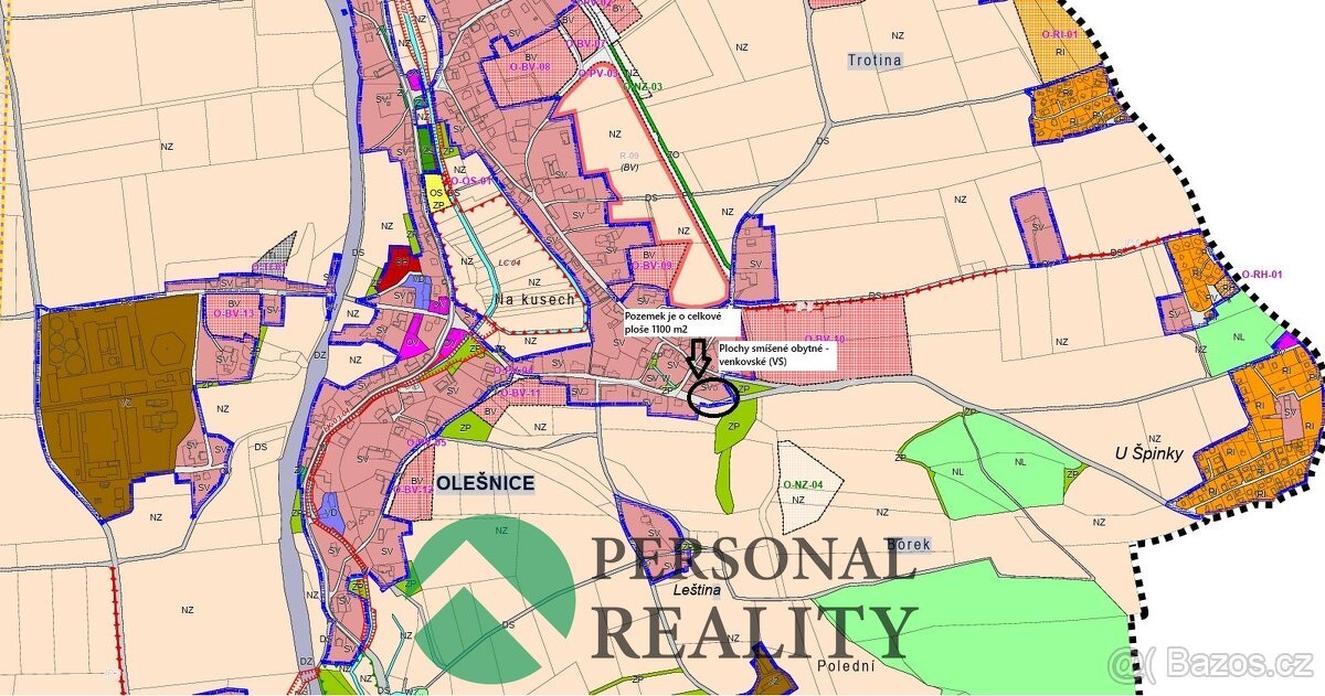 Prodej stavebního pozemku 1 100 m², Červený Kostelec - Olešn