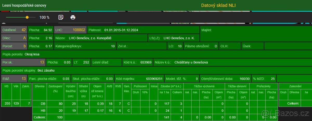 Prodám lesní pozemek v k.ú. Dunávice