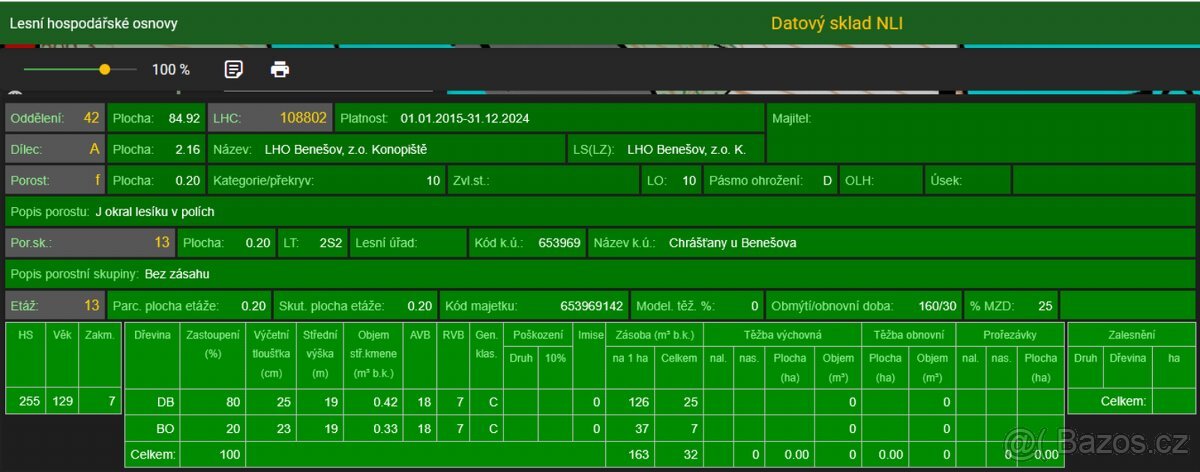 Prodám lesní pozemek v k.ú. Dunávice