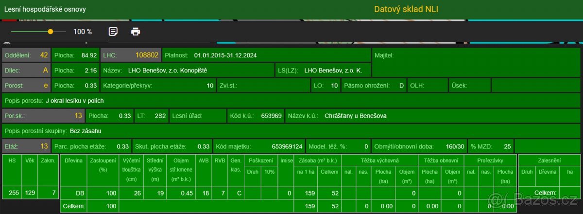 Prodám lesní pozemek v k.ú. Dunávice