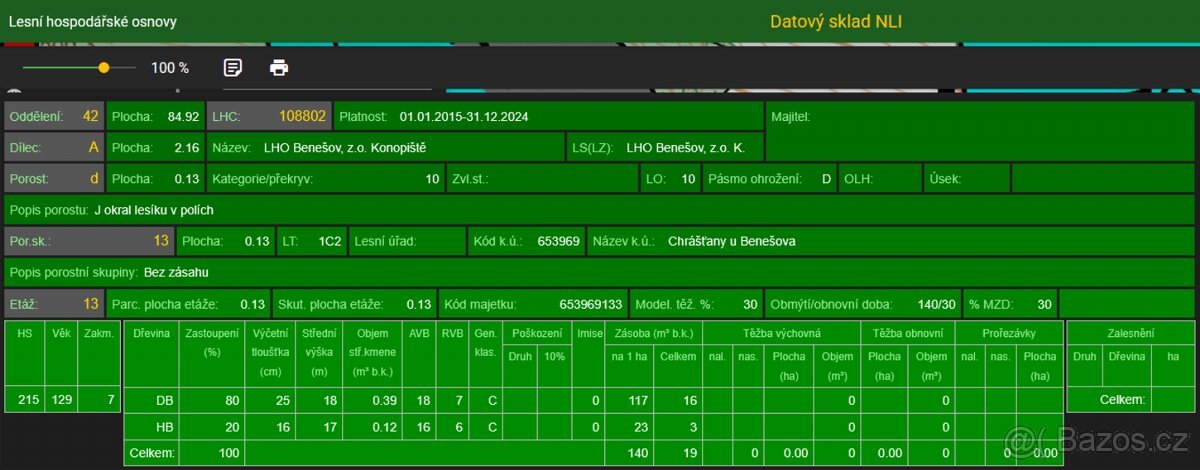 Prodám lesní pozemek v k.ú. Dunávice
