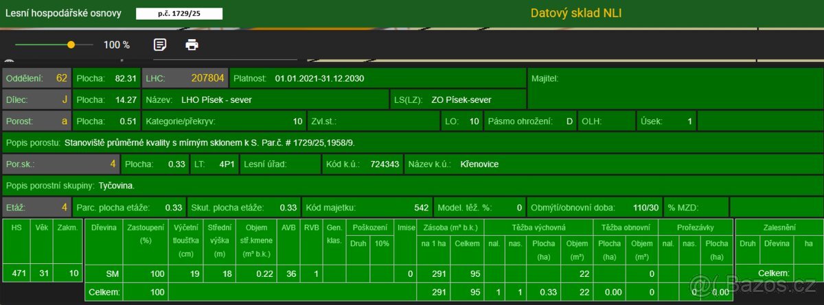 Prodám lesní pozemky v k.ú. Křenovice