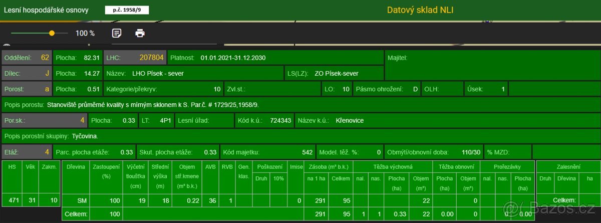 Prodám lesní pozemky v k.ú. Křenovice