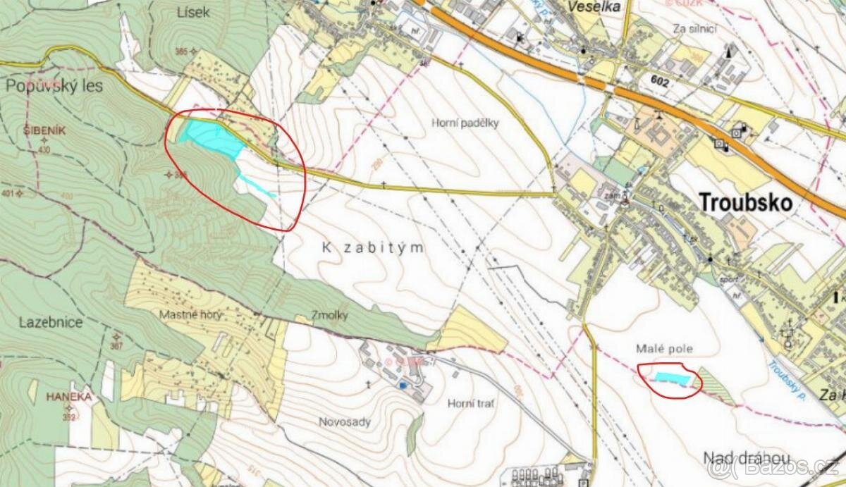 Prodám pozemky v k.ú. Troubsko