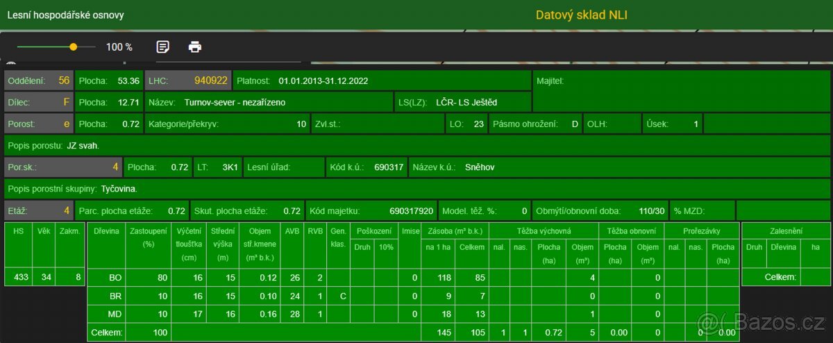 Prodám lesní pozemek v k.ú. Sněhov