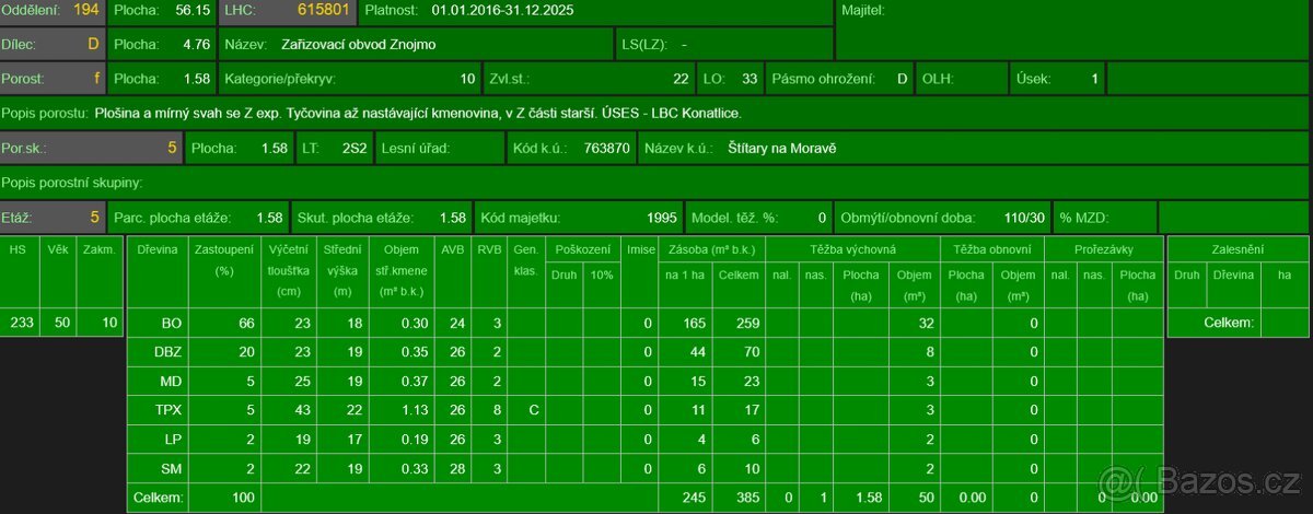 Prodej lesního pozemku k.ú. Štítary na Moravě