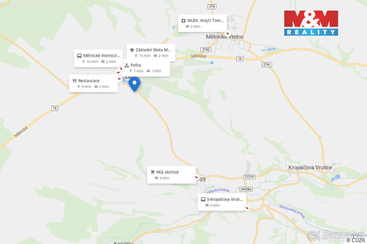 Prodej pozemku k bydlení, 1024 m², Mělnické Vtelno