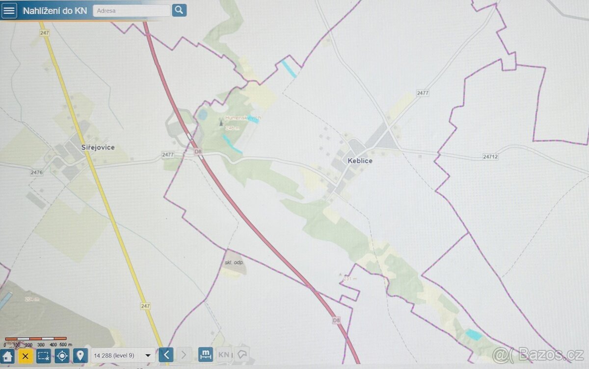 Prodej pole 13.676  m², Keblice, ev.č. 00107
