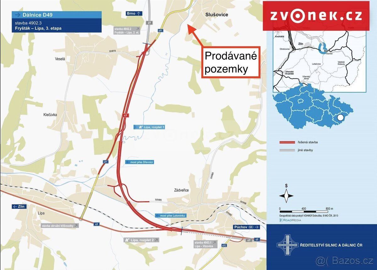 Prodej komerčního pozemku 9 230 m², Slušovice, ev.č. ZL03754