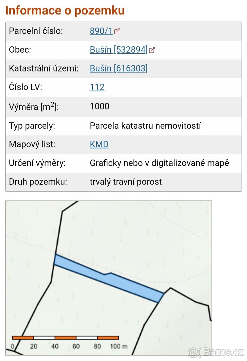 Prodej lesního pozemku,katastr Bušín,okr. Šumperk