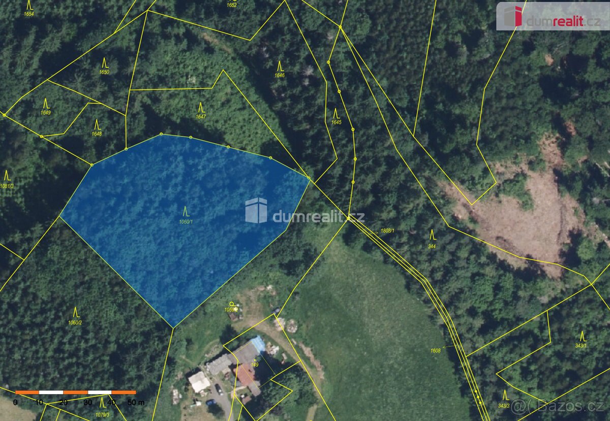 prodej lesního pozemku 4773 m2 Bítouchov u Semil, Liberecký 