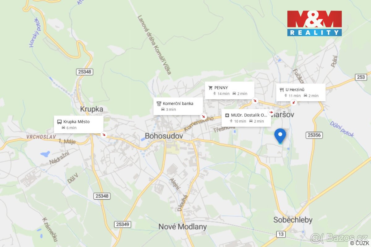 Prodej pozemku k bydlení, 1914 m², Krupka