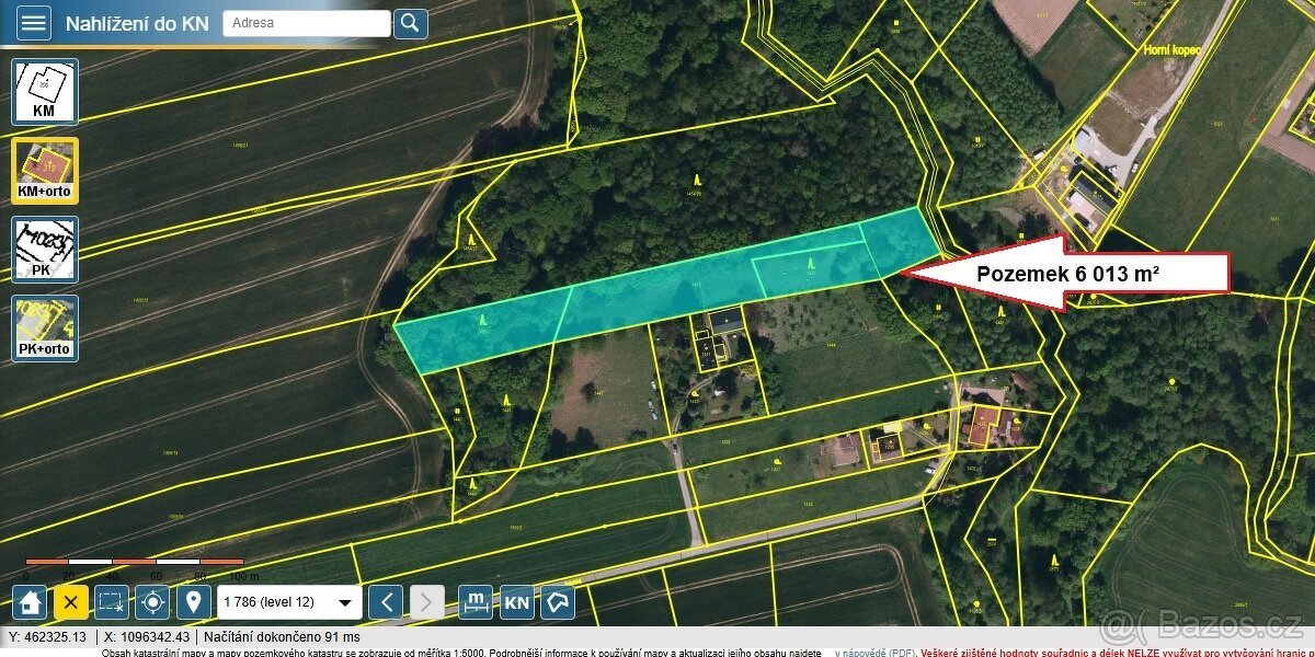 Prodej louky s kouskem lesa, 6013 m²