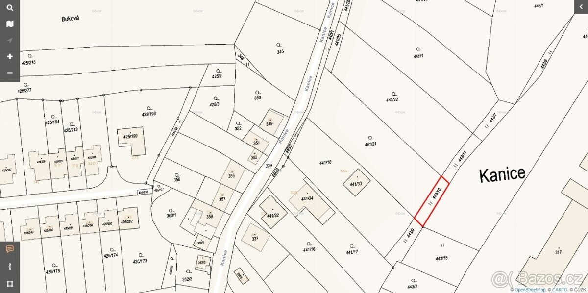 Prodej stavebního pozemku v Kanicích 1928m2